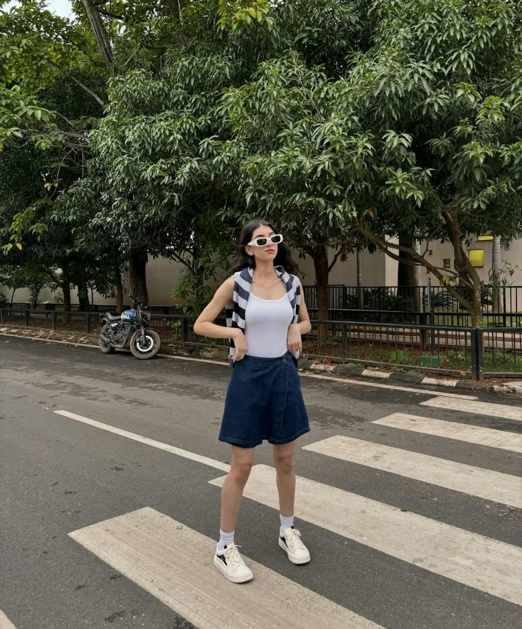 Madonna Wrap front skort - Indigo Blue