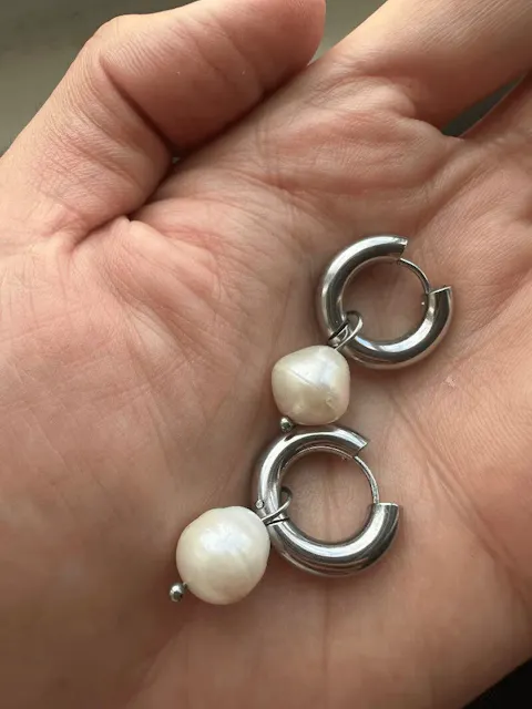 Stainless Steel Punk Pearl Earrings