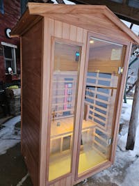 Mix-902VTD 2 Person Outdoor High-Temp Infrared Sauna in Mahogany