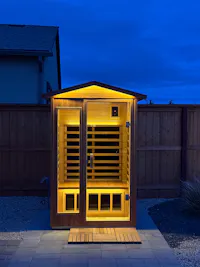 Wearwell-902VR 2 Person Outdoor Ultra-Low EMF Far Infrared Sauna in Red Cedar (Enhanced with Red Light) - Clearance Sale