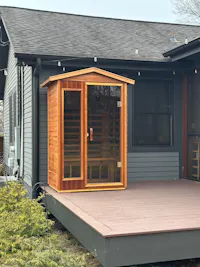 Wearwell-902VR 2 Person Outdoor Ultra-Low EMF Far Infrared Sauna in Red Cedar (Enhanced with Red Light)