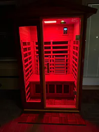 Wearwell-902VR 2 Person Outdoor Ultra-Low EMF Far Infrared Sauna in Red Cedar (Enhanced with Red Light)