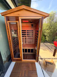 Wearwell-902VR 2 Person Outdoor Ultra-Low EMF Far Infrared Sauna in Red Cedar (Enhanced with Red Light)
