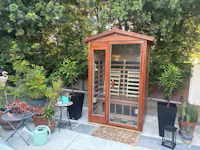 Wearwell-902VT 2 Person Outdoor Ultra-Low EMF Far Infrared Sauna in Mahogany (Enhanced with Red Light) - Clearance Sale
