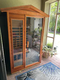 Wearwell-902VT 2 Person Outdoor Ultra-Low EMF Far Infrared Sauna in Mahogany (Enhanced with Red Light)