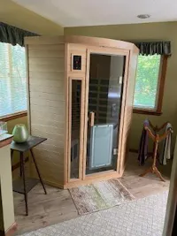 Maxwell-907BHN Corner 2 Person Ultra-Low EMF Far Infrared Sauna (Enhanced with Red Light Therapy)