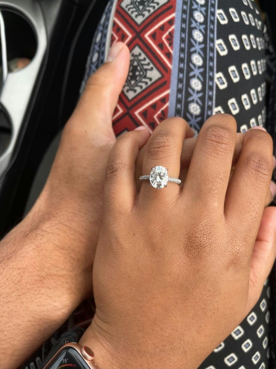 Oval Aquamarine and Diamond Ring | 3-Row Band in 14K Rose