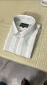 White Mint Green Stripes Cotton Shirt