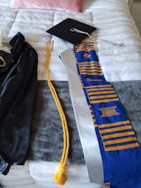 Sankofa Edition Customizable Royal Blue & White Graduation Kente Stole Paraphernalia