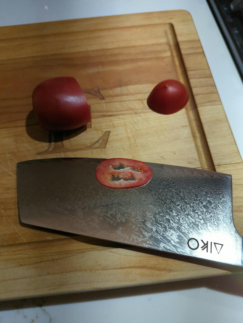 Aiko Black Damascus Steel Knife with Coloured Black Resin Handle