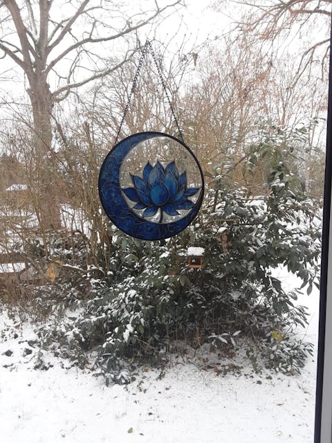 Lotusblume Sonnenfänger Gemalte Fensterdekorationen Dekohänger für Fenster