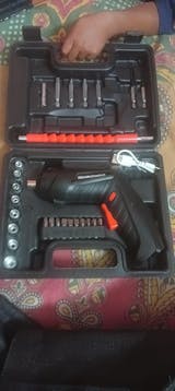 47-in-1 Electric Screwdriver - 3.6V Cordless Drill Driver with 90° Rotating Handle & USB Charging (Black)