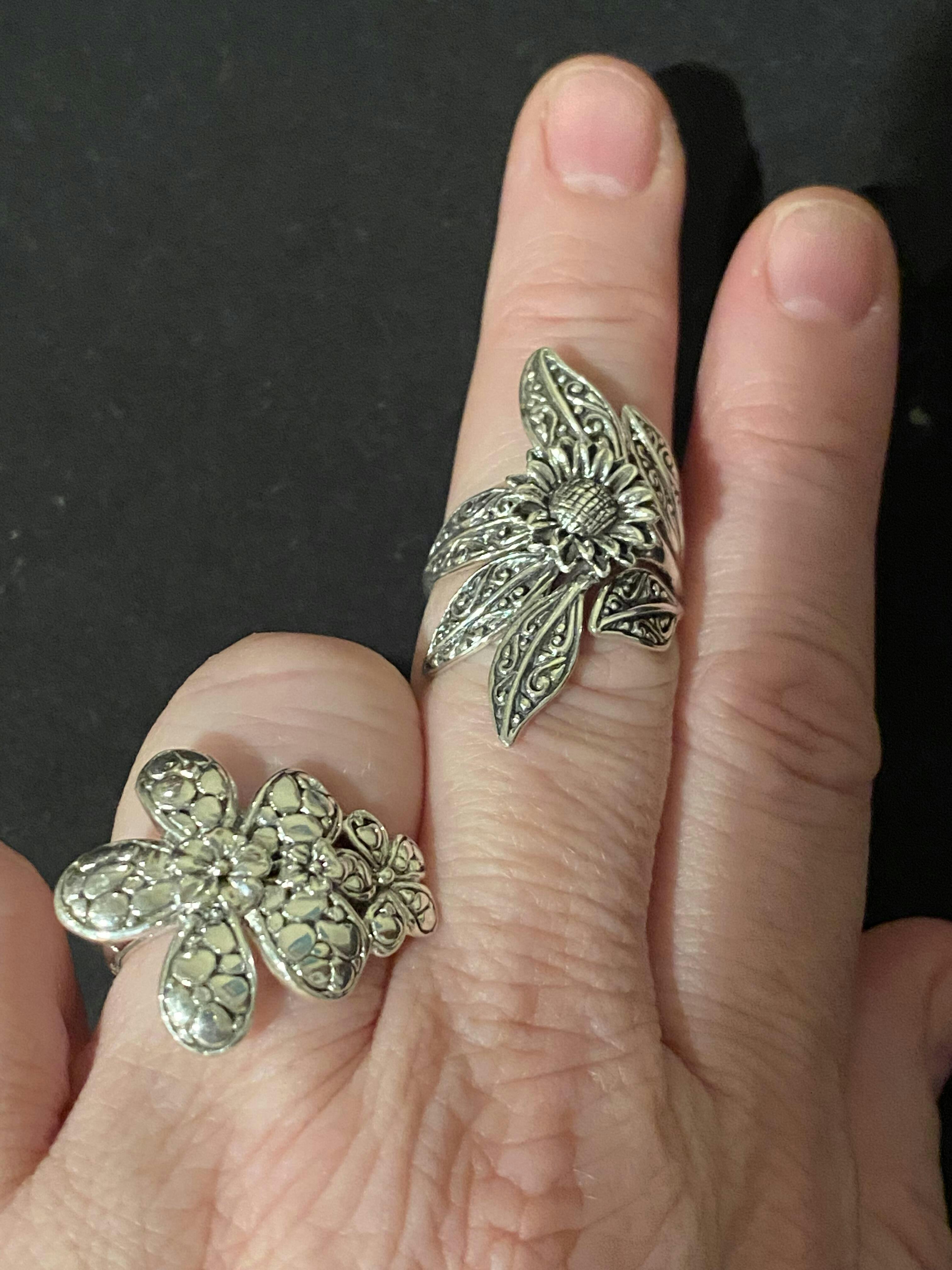 STERLING SILVER FRANGIPANI, ROSES & WATERMARK RING™ SARDA™ INC