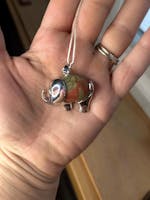 Unakite Pendant Lucky Elephant Stone Silver