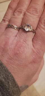 Aquamarine Ring Cinderella Blue Gem White Bronze