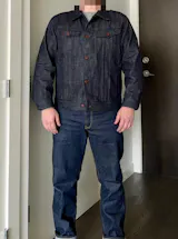 Red Core Retro Workwear Denim Jacket