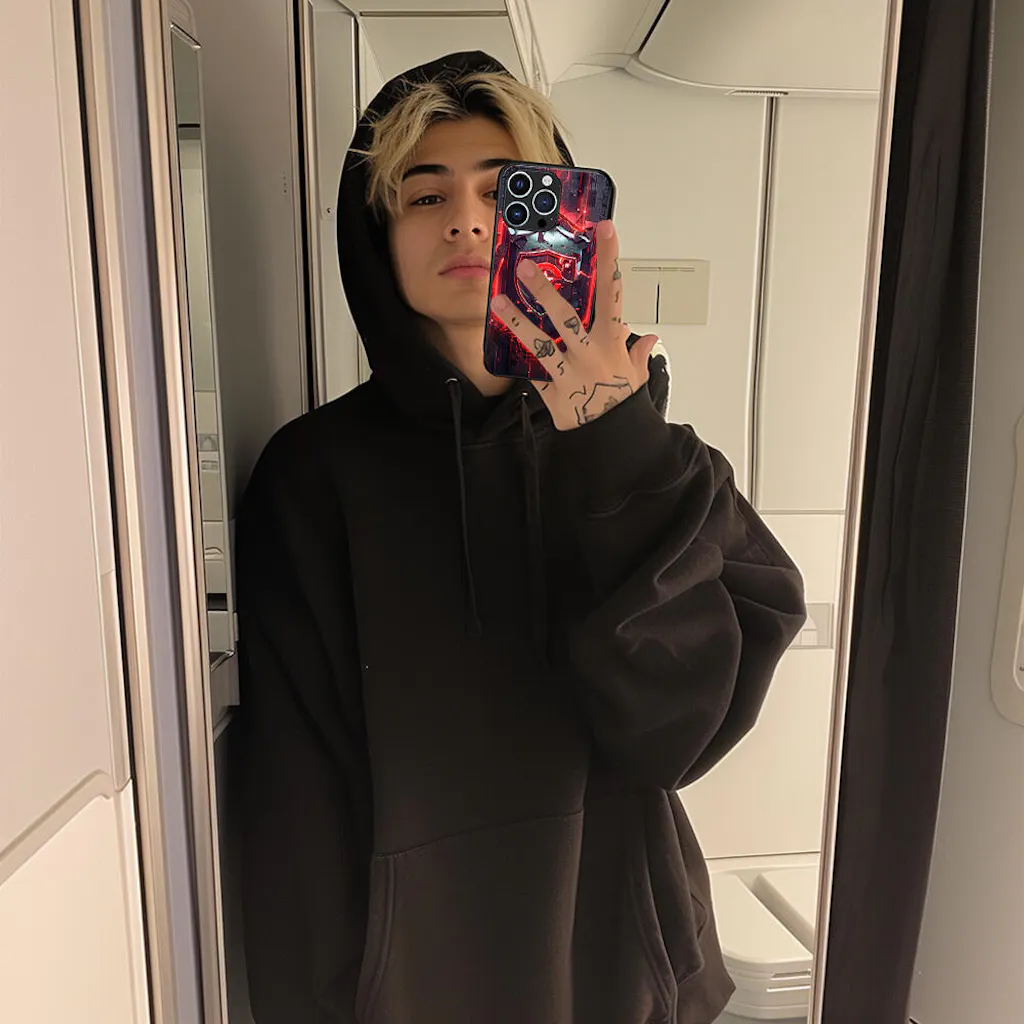 LED Light Up Phone Case - The Red Sheild Luminous Flash Cool Phone Cases for iPhone 16/ 17 Pro Series