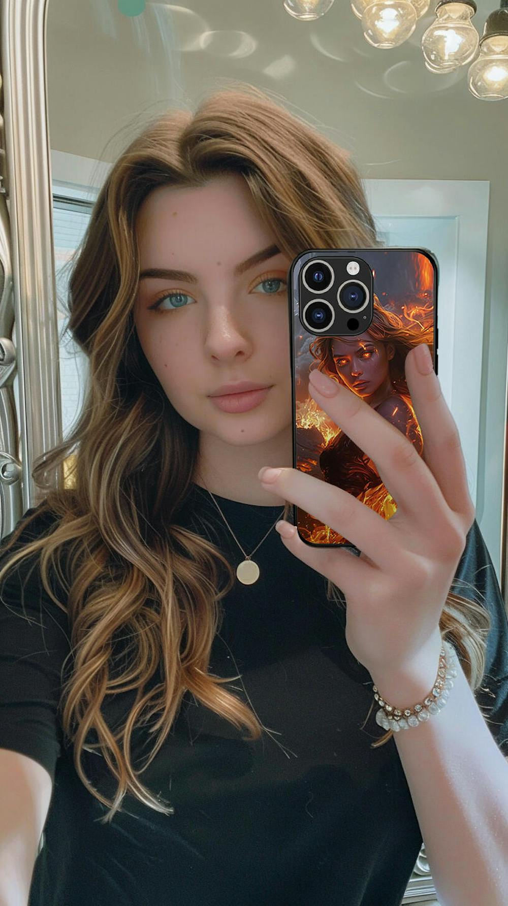 LED Light Up Case - The Flame Goddess Luminous Flash Phone Cases for iPhone 15/ 15 Pro Series