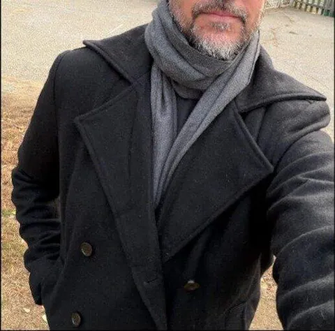 Men’s Black Wool Peacoat – Double Breasted Winter Coat