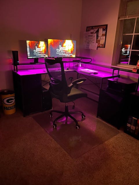 SEDETA 108 Inch L Shaped Gaming Desk Two Person Desk with File Drawer and Power Outlet