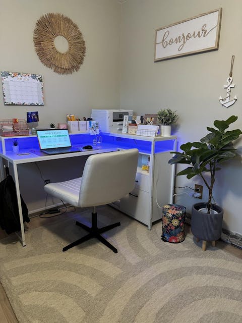 SEDETA 55 Inch LED Corner Gaming Desk with Drawer and Printer Storage