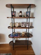 Cleo 5 Tier Shelf 165cm x 100cm Bookcase Walnut & Black Frame