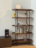 Cleo 5 Tier Shelf 165cm x 100cm Bookcase Walnut & Black Frame