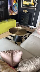 Lloyd Round 76cm Coffee Table Metal Brushed Gold & Black Cone Base