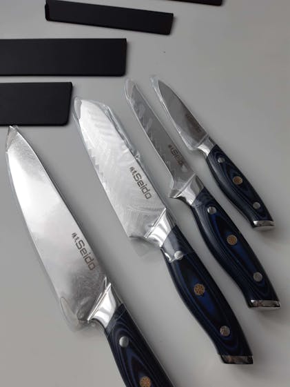 SEIDO™ Japanese Damascus Steel Professional Chef Knife Set, 4-Piece on Vimeo