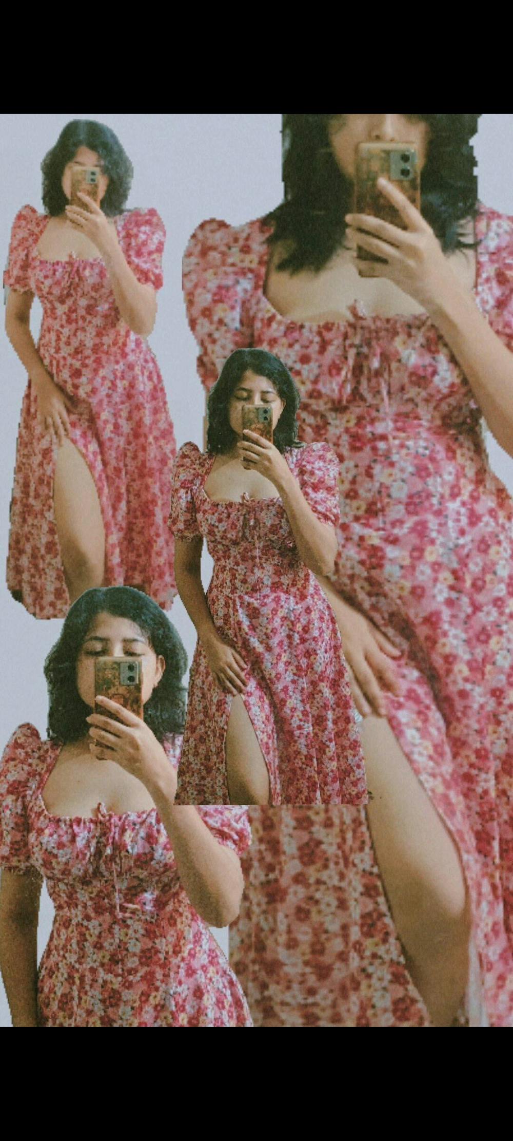 Tallulah Pink Floral Print Puff Sleeves Midi Sundress