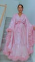 Silky Satin Feather Fringe Hem Long Robe (Victorian Style / Christmas Gift)