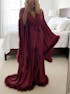 Silky Satin Feather Fringe Hem Long Robe (Victorian Style / Christmas Gift)