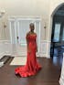 Mermaid Off the Shoulder Satin Prom Dress with Slit SED0050