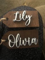 Custom Laser Cut Wood Christmas Stocking Tags - Walnut stained base Wh —  Semper-KIK