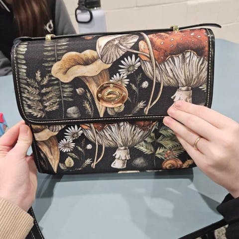 Black Forest witch cottagecore magic mushroom canvas satchel bag