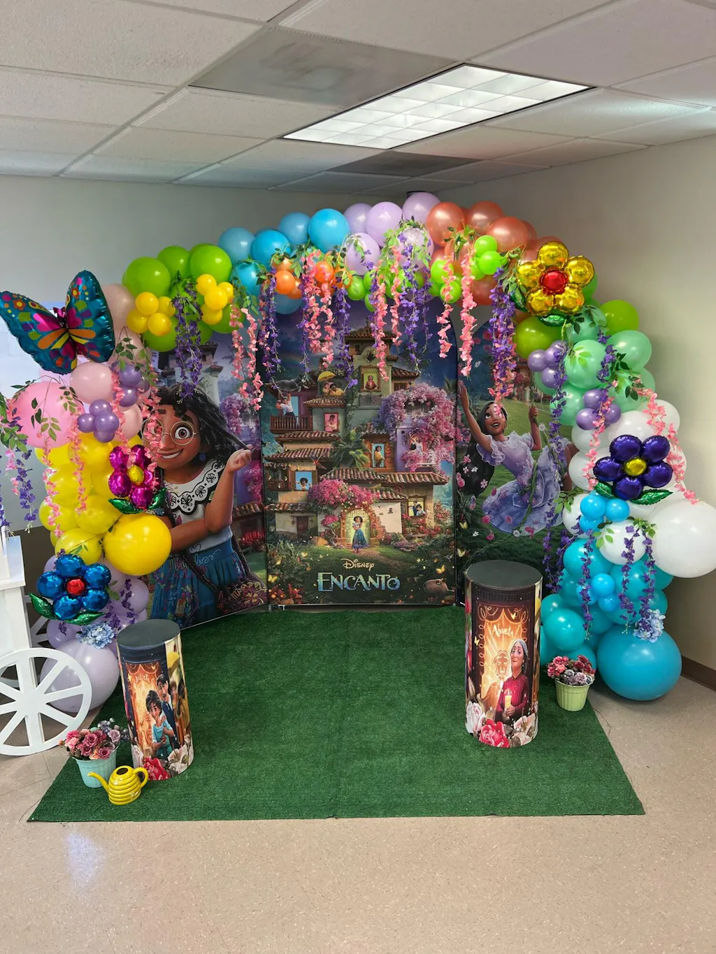 Aperturee Pink White Color Rainbow Birthday Party Arch Backdrop