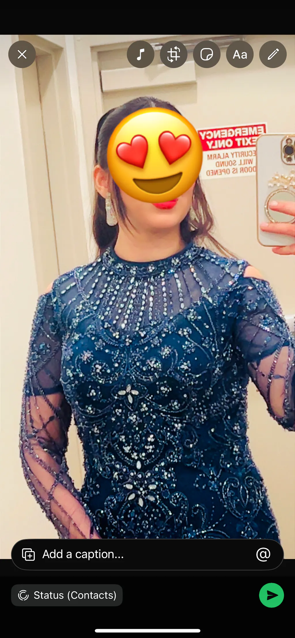 Luxury Dubai Navy Blue Beaded Lace Evening Dress with Cape Sleeves LA73323