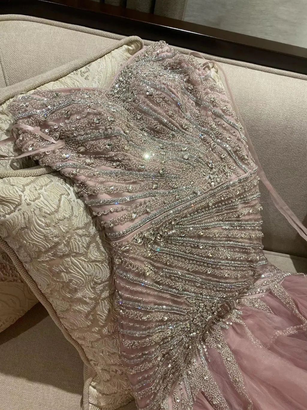 Luxury Sage Green Crystal Beaded Mermaid Strapless Evening Dress LA73640