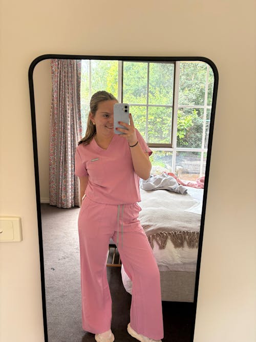 Tuck-In Scrub Top Blush Pink