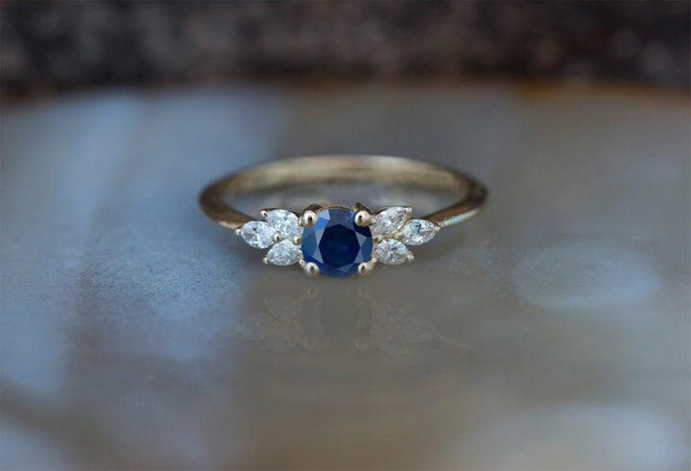 Dainty branch sapphire ring-Blue sapphire Engagement Ring-Promise ring-Marquise diamond ring-Gatsby sapphire ring-Twig engagement ring