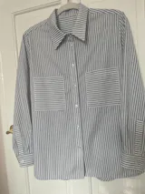 Silvery Blue and White Stripe Cotton Lyocell Fabric