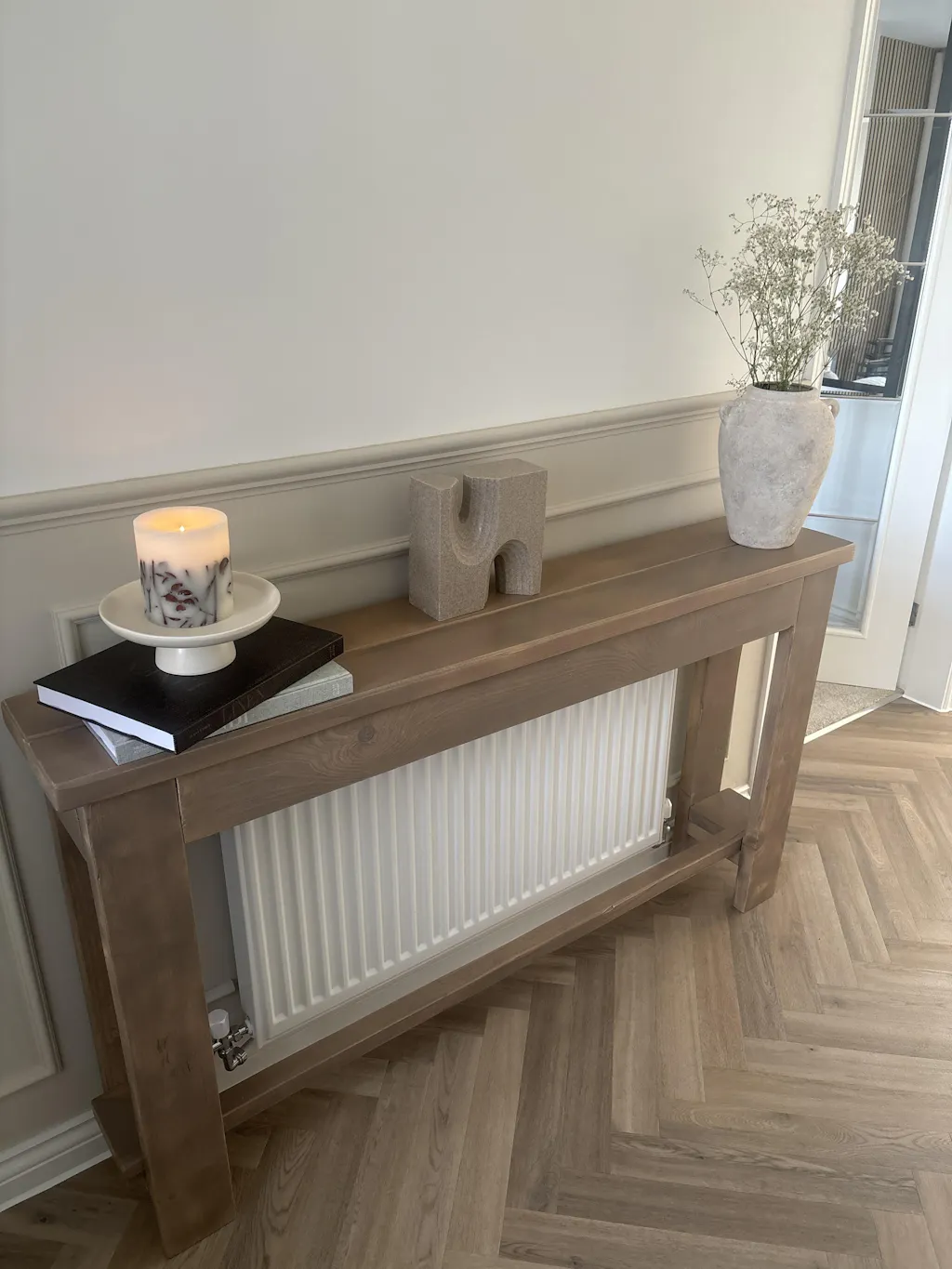 Solid wood console table Rustic Wooden Hall Table Farmhouse entryway bloom side bench storage - Coastal Range