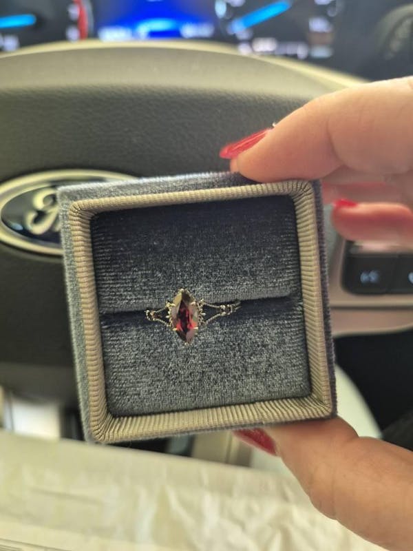 Unique Black Gold Marquise Cut Garnet Engagement Ring, Rhodium Black Garnet Promise Ring, Black Wedding Ring, Gothic Anniversary Ring Gift