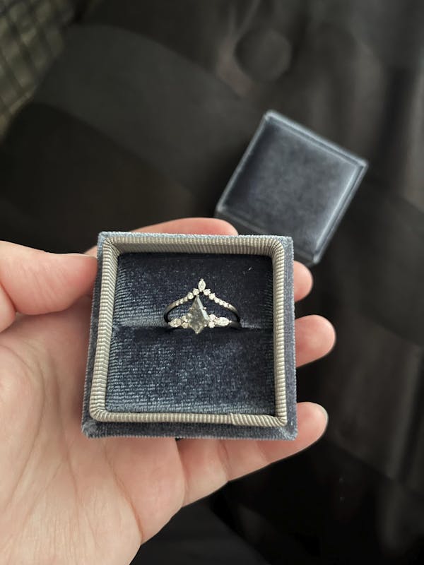 Black Gold Kite Cut Black Rutilated Quartz Engagement Ring Set, Witchy Black Promise Ring, Black Wedding Ring Set, Goth Black Bridal Set