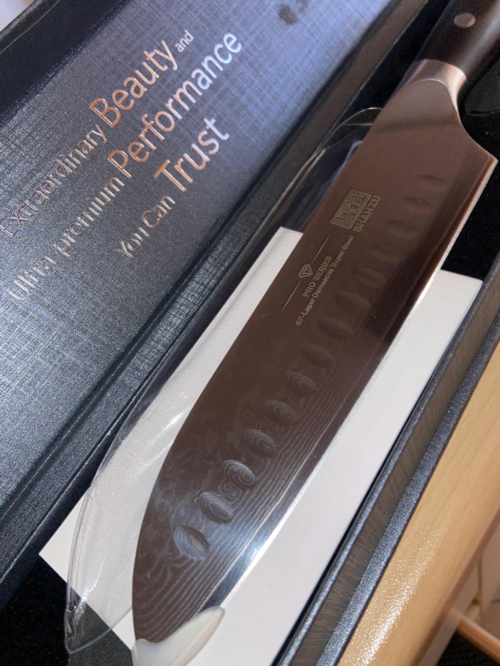 SHAN ZU Pro | Couteau Santoku Damas 7" +Porte-couteaux magnétique