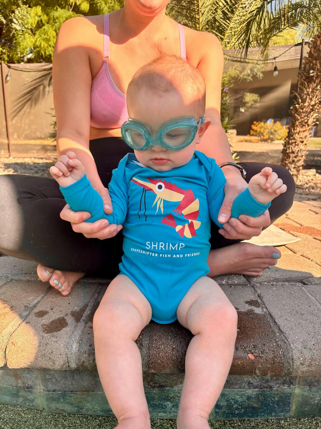 Neon Blue Shrimp UPF50+ Sun Protective Baby Onesie