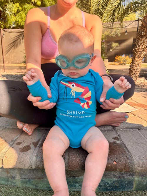 Neon Blue Shrimp UPF50+ Sun Protective Baby Onesie