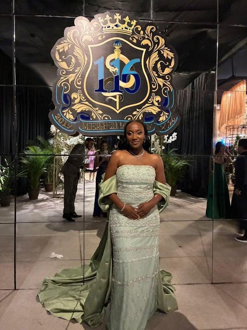 Luxury Sage Green Beaded Evening Dress with Cape SS238