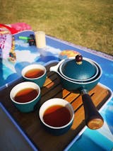 Rocking Wooden Handle Teapot Automatic Tea Set