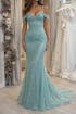 Light Blue Teal Sequin Mermaid Sleeveless Prom Dress SH553